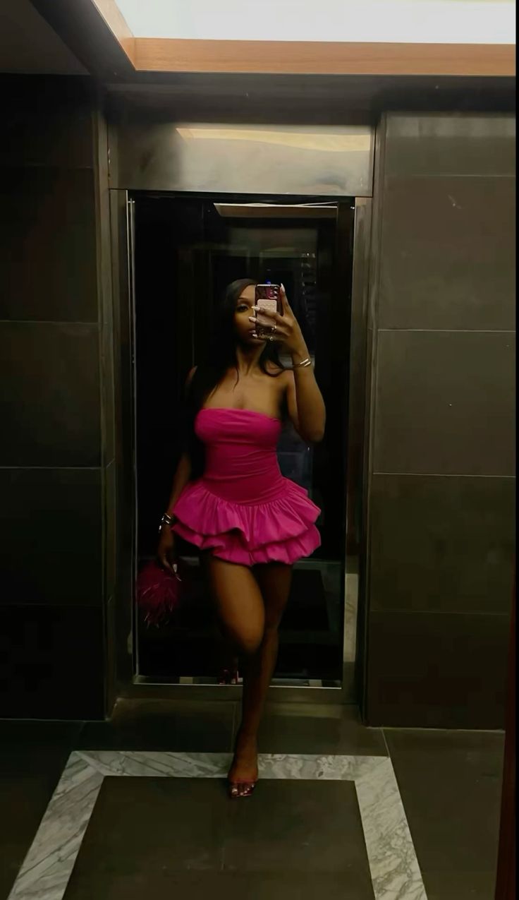 Sweet Hot Pink Tube Top Flower Bud Birthday Dress Homecoming Dress cc3994