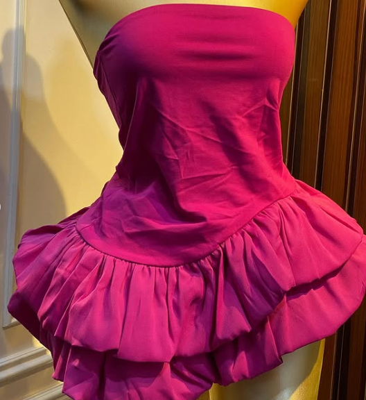 Sweet Hot Pink Tube Top Flower Bud Birthday Dress Homecoming Dress cc3994