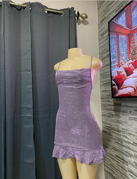 Charming Purple Halter Neck Shimmering Birthday Dress Homecoming Dress cc3998