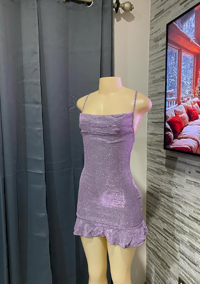 Charming Purple Halter Neck Shimmering Birthday Dress Homecoming Dress cc3998