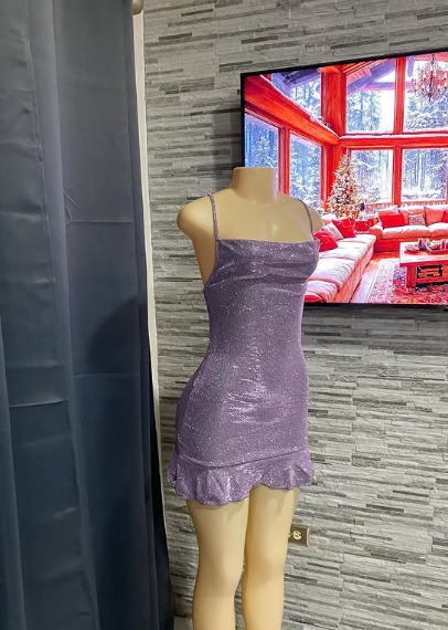 Charming Purple Halter Neck Shimmering Birthday Dress Homecoming Dress cc3998