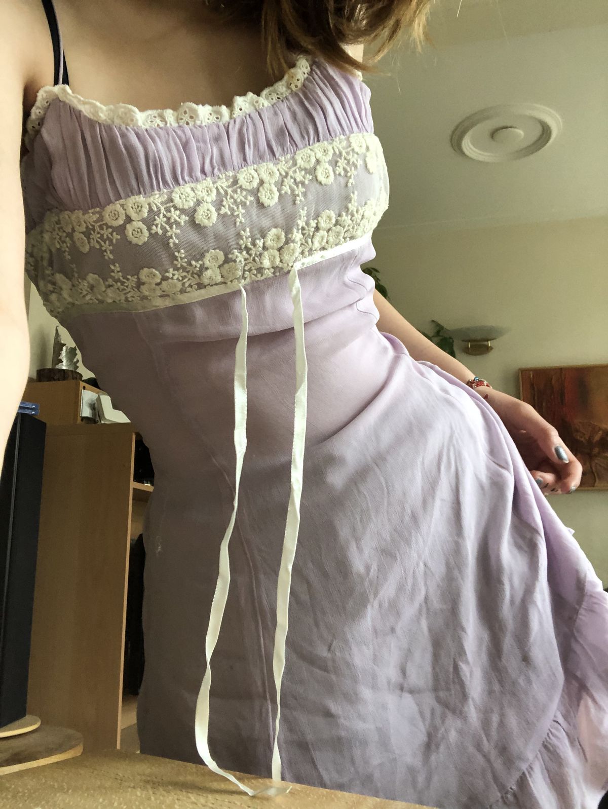 Sweet Lavender Suspender Lace Pattern 16th Birthday Homecoming Dress cc4434