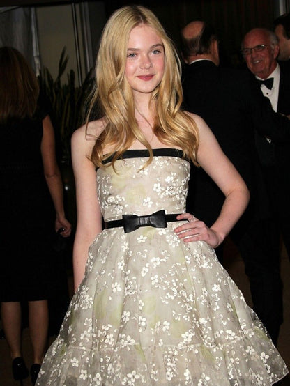 Sweet Off-white Tube Top Bow Floral A-line Tulle Birthday Party Homecoming Dress cc4450