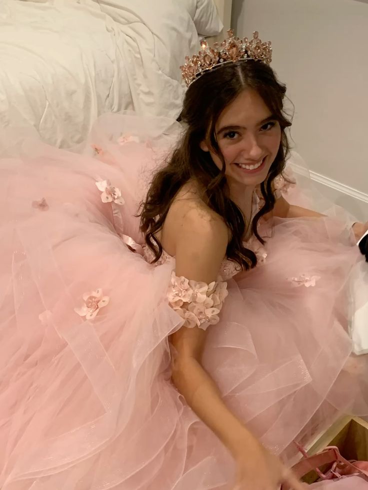 Sweet Princess Light Pink Heart-shaped Neckline 3D Flower Tulle Long Ball Gown Evening Dress Birthday Dress cc4746