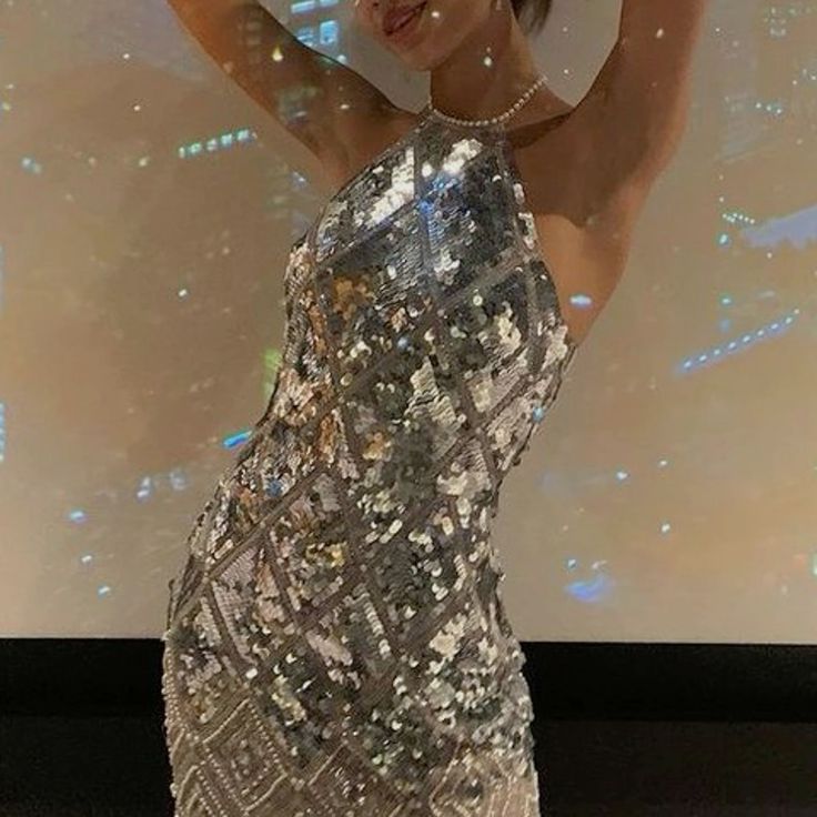 Gorgeous And Shining Silver Halter Neck Sequin Tassel Birthday Party Homecoming Dress cc4460