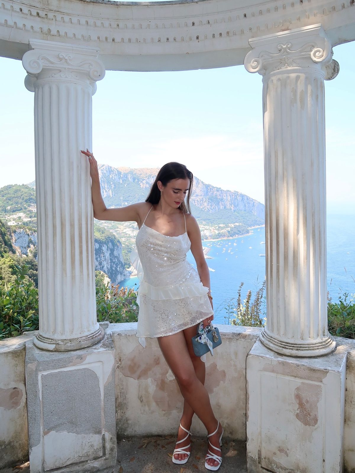 Fresh And Shining White Sequins Slim Irregular Ruffle 17th Birthday Homecoming Dress cc4461