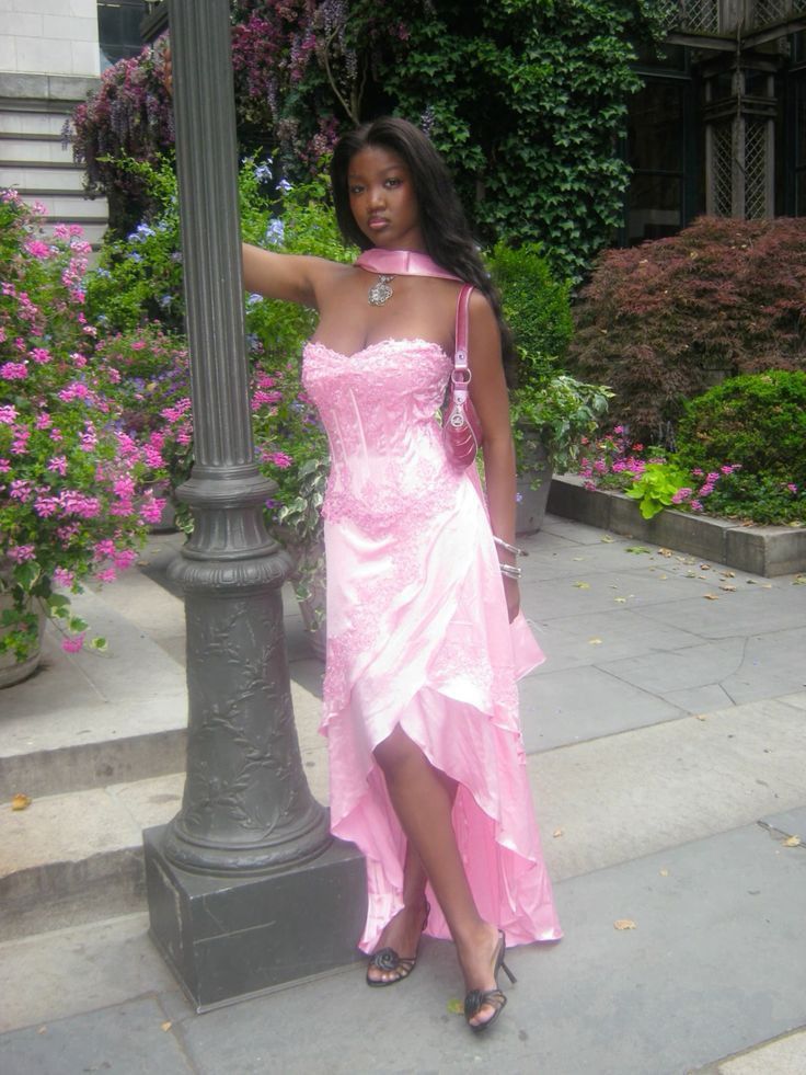 Retro Pink High Slit Irregular Lace Satin Long Prom Dress cc4748