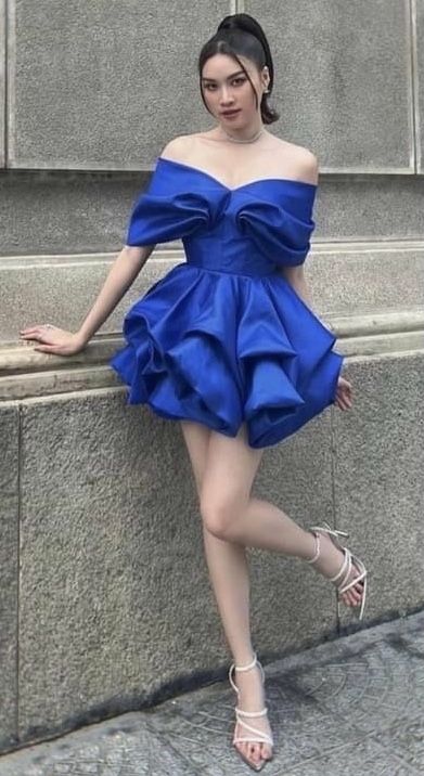 Elegant Royal Blue One-shoulder Waisted Satin Birthday Party Homecoming Dress cc4492