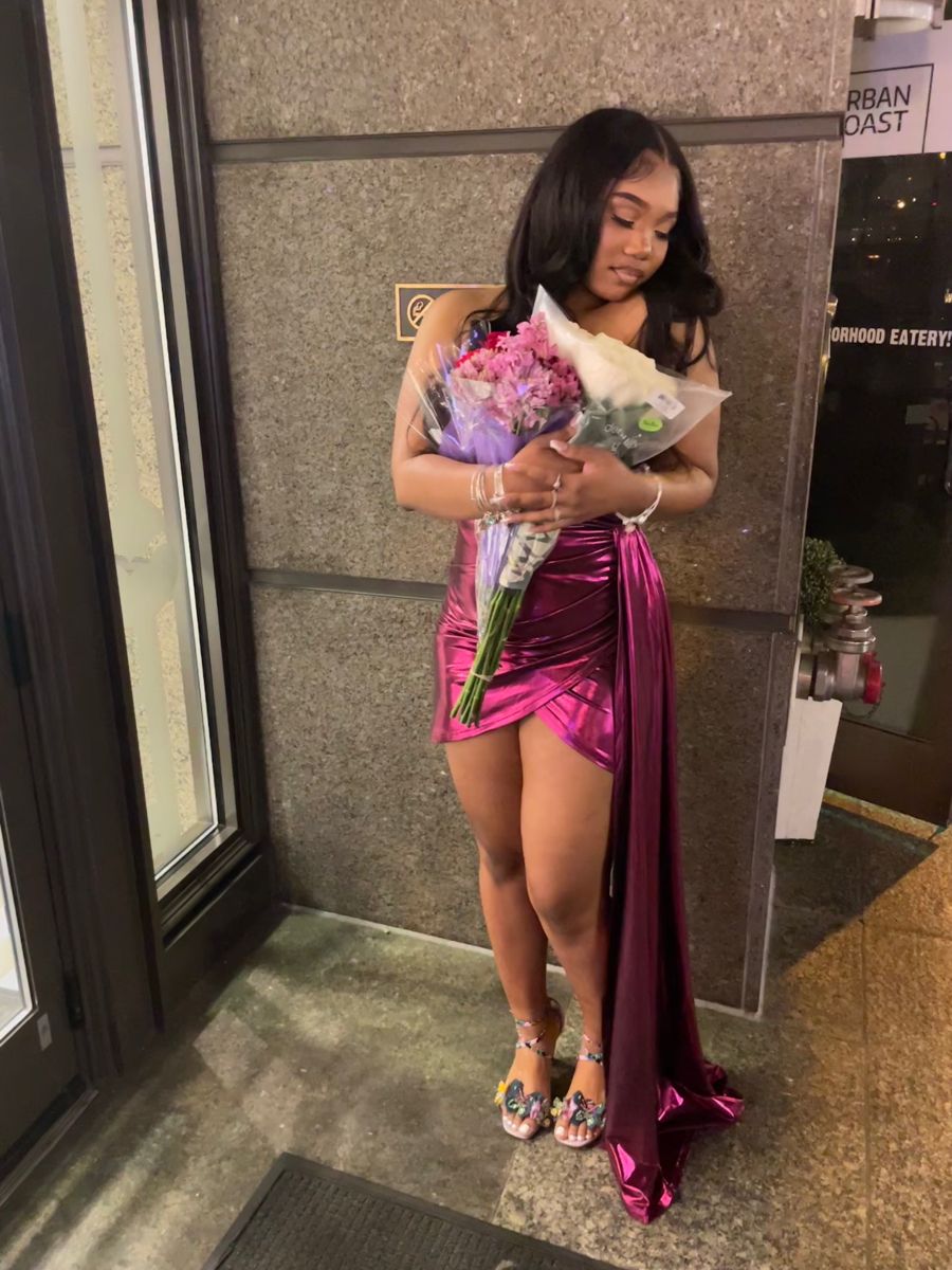 Gorgeous Rose Red Sleeveless Tail Slim Shiny Satin Hip Birthday Party Homecoming Dress cc4495