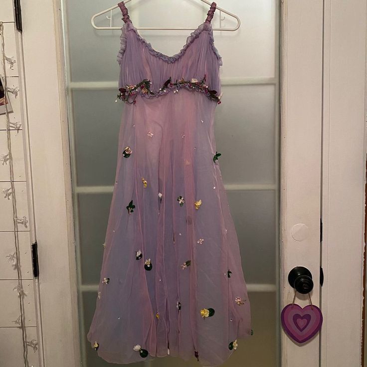 Dreamy Forest Purple Suspender Embroidered Tulle A-line Birthday Party Homecoming Dress cc4501