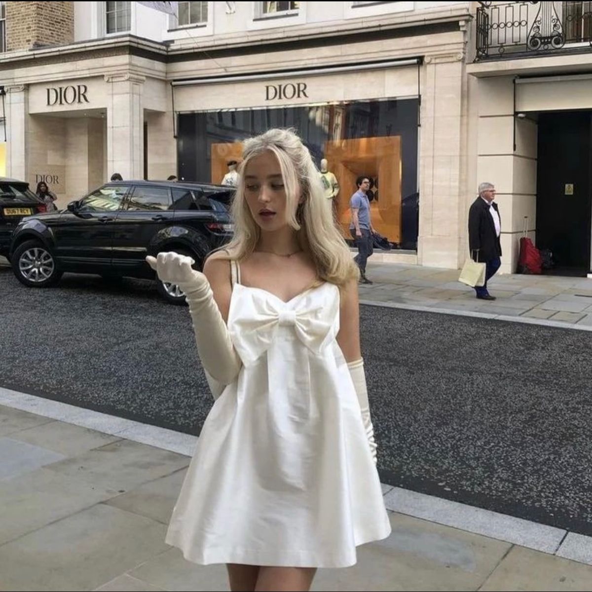 Sweet White Suspender Bow Loose Satin Birthday Party Homecoming Dress cc4504