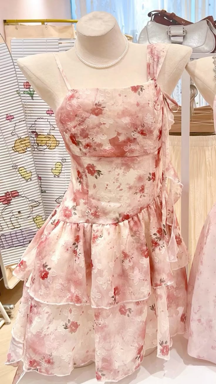 Sweet Pink And White Floral Irregular Ruffle Chiffon 16th Birthday Homecoming Dress cc4505