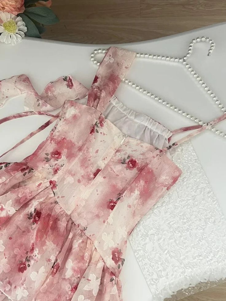 Sweet Pink And White Floral Irregular Ruffle Chiffon 16th Birthday Homecoming Dress cc4505