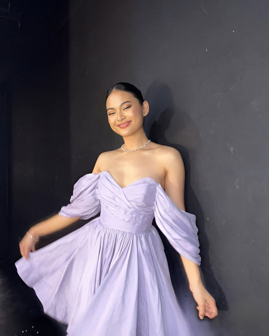 Elegant Lavender One-shoulder Satin A-line Birthday Party Homecoming Dress cc4516