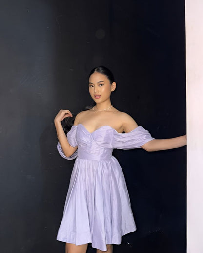 Elegant Lavender One-shoulder Satin A-line Birthday Party Homecoming Dress cc4516