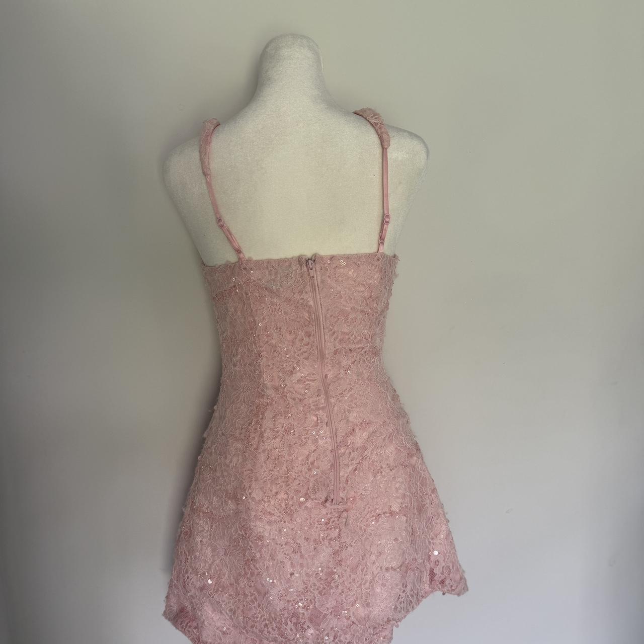 Sweet Pink Square Neck Lace Pattern Sequins Slim Fit 16th Birthday Homecoming Dress cc4522