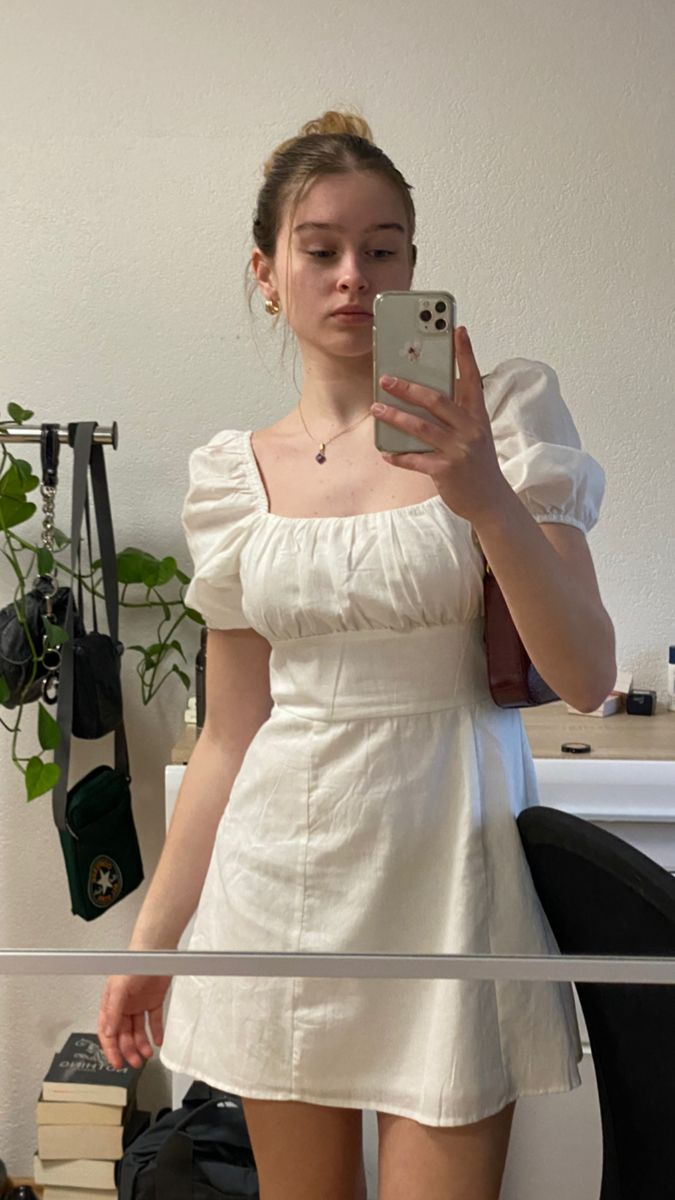 Sweet white puff Sleeve Waist A-line 17th Birthday Homecoming Dress cc4527