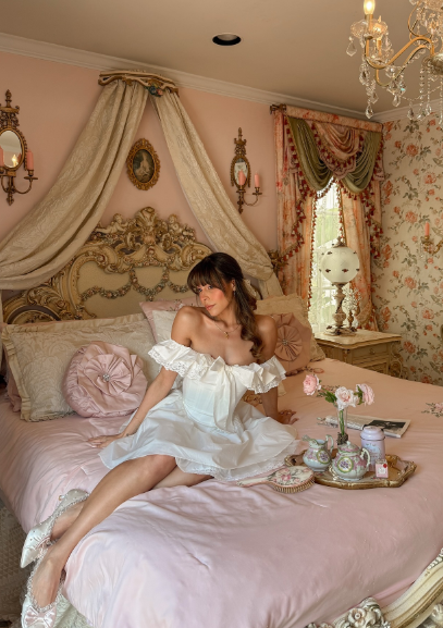 French Retro White One-shoulder Ruffled Short-sleeved Bow A-line Birthday Dress Homecoming Dress cc4053