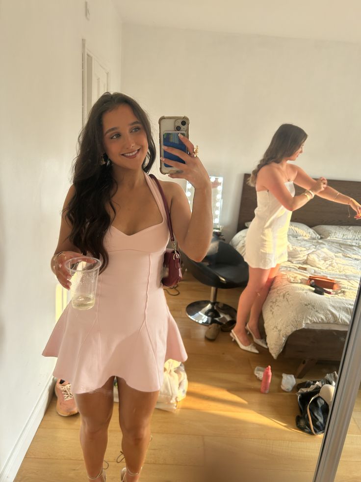 Sweet Pink Halter Neck Waist A-line 17th Birthday Homecoming Dress cc4530