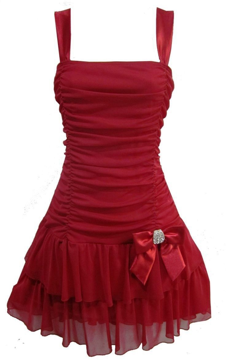Sweet Red Square Neck Bow Pleated Chiffon 17th Birthday Homecoming Dress cc4532