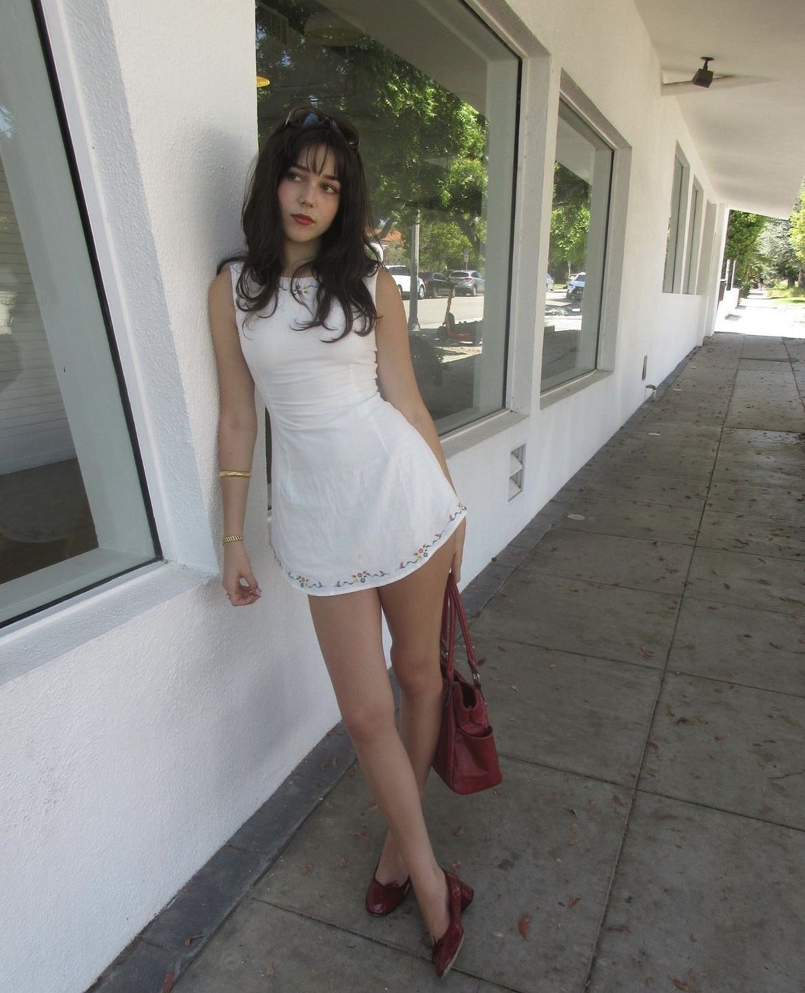 Fresh And Sweet White Round Neck Embroidered 17th Birthday Homecoming Dress cc4534