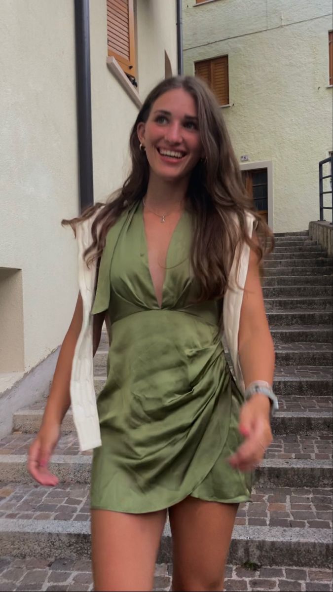 Elegant Olive Green Halter Backless Satin Birthday Skirt Homecoming cc4552