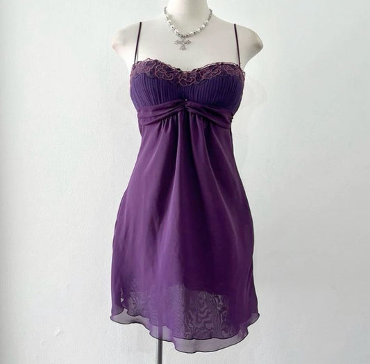 Vintage Purple Sweetheart Neck Lace Chiffon Mini Birthday Skirt Homecoming Dress cc4554