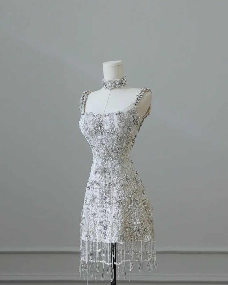 Luxury Sparkling Silver White Rhinestone Crystal Tassel Lace Slim Birthday Short Skirt Homecoming cc4556