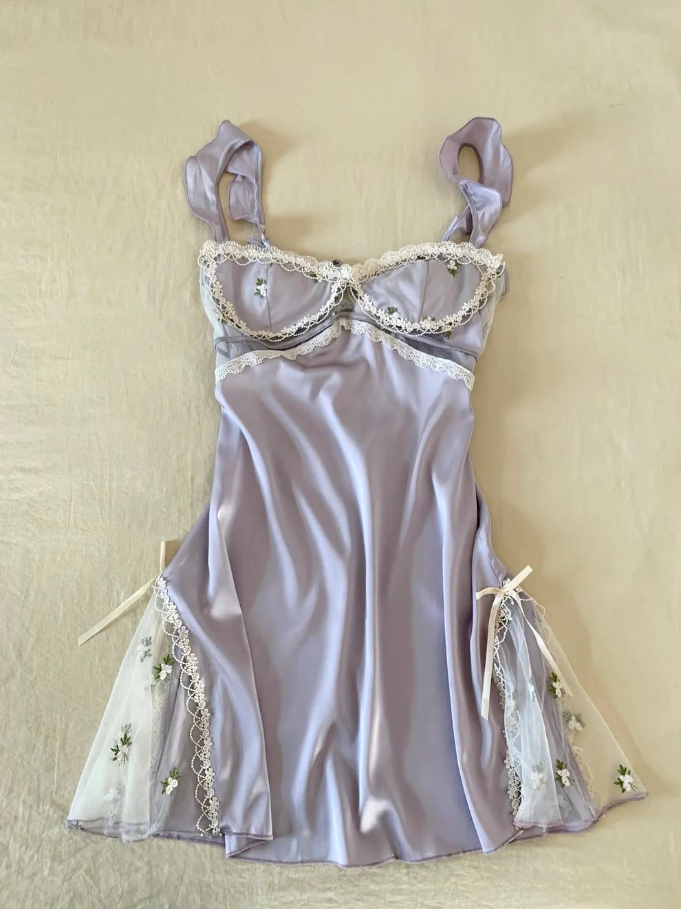 Sweet Lavender Lace Mesh Embroidered Satin 16th Birthday Short Skirt Homecoming Dress cc4562