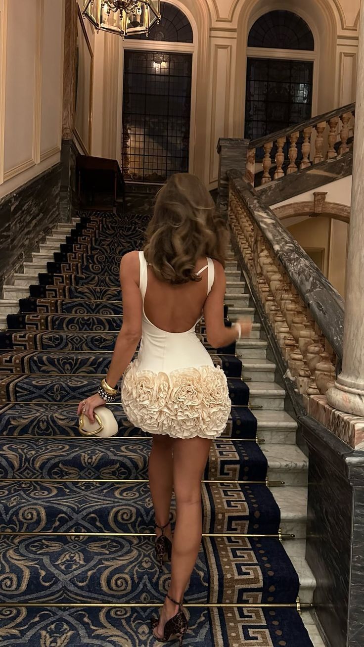 Elegant Ivory Halter Neck Floral Satin Birthday Dress Homecoming cc4057