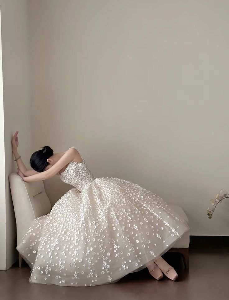 Elegant White A-line Strap Square Neck 3D Flower Tulle Prom Dress Wedding Dress cc4757