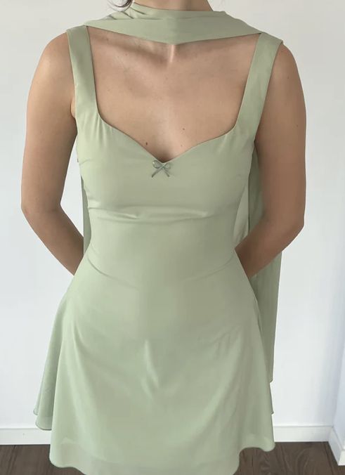 Elegant Light Green Backless Slim Chiffon Birthday Party Homecoming Dress cc4571