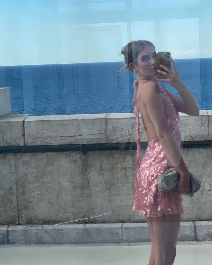 Sparkling Pink High Neck Sequin Slim Backless Birthday Party Homecoming Dress cc4573