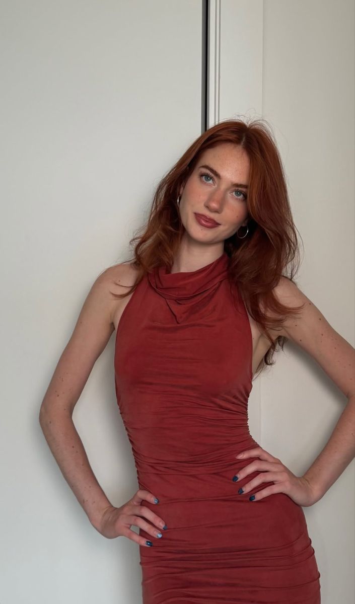 Elegant Brick Red High Collar Open Back Slim Hip Birthday Party Homecoming Dress cc4576