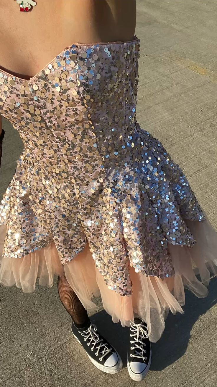 Sweet Pink Sequins with Tulle A-line Birthday Party Homecoming Dress cc4582