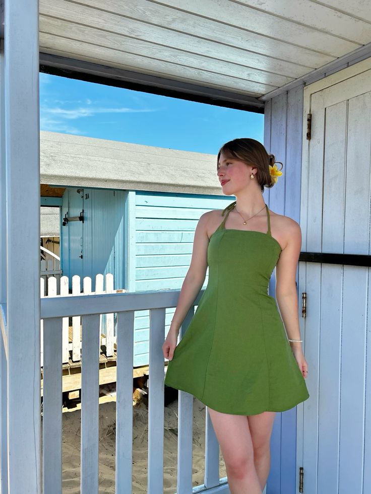 Fresh Green Halter Neck Waist A-line 17th Birthday Homecoming Dress cc4599