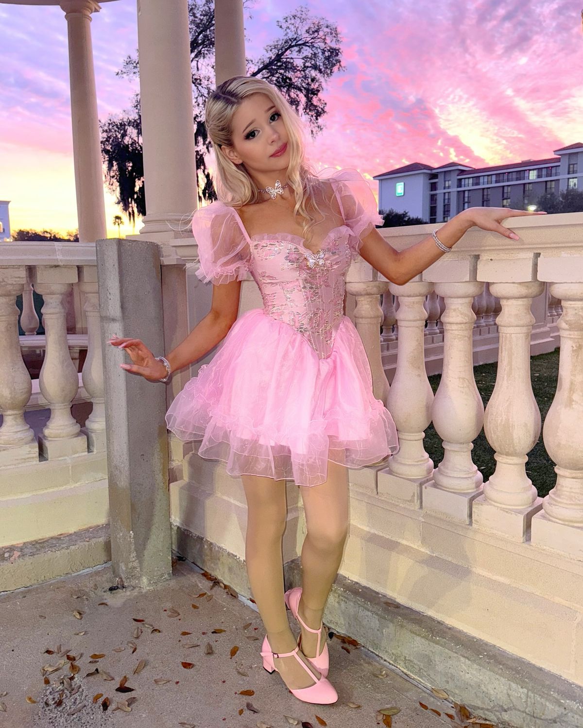 Dream Princess Pink Puff Sleeve A-Line Tulle Birthday Party Homecoming Dress cc4602
