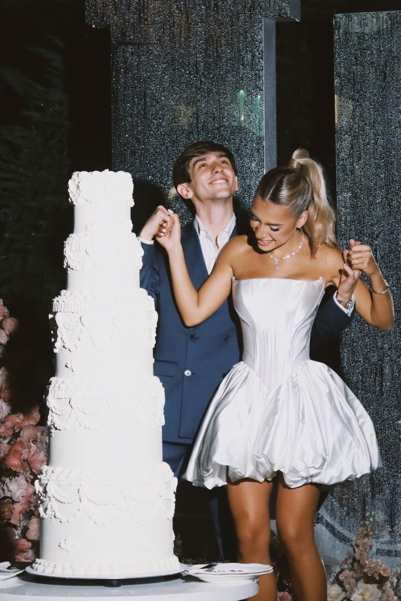 Sweet Princess White Satin Flower Bud Skirt Birthday Dress Homecoming Dress cc4062