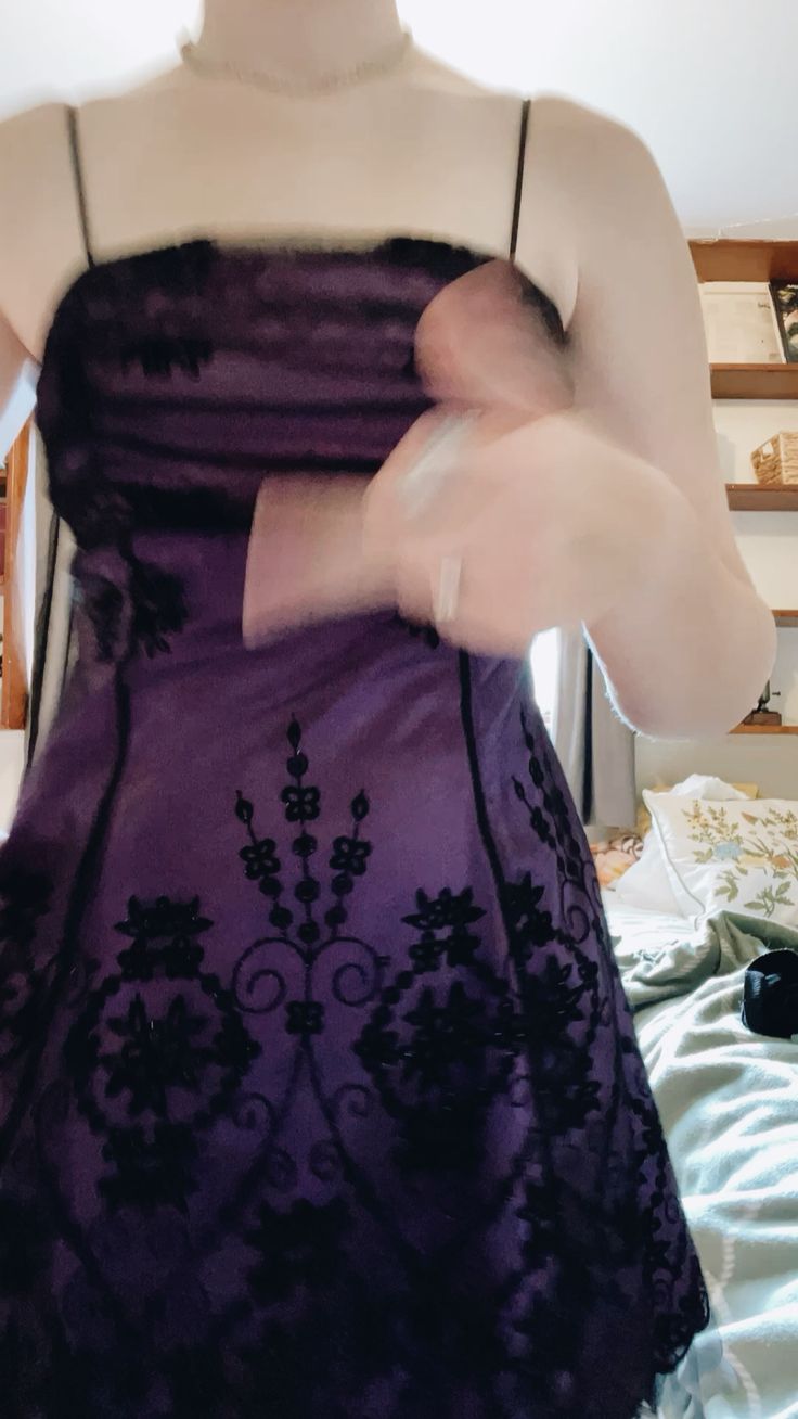 Retro Purple Bottom With Black Pattern Lace And Satin A-line Birthday Party Homecoming Dress cc4627