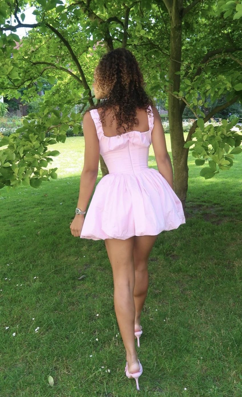 Sweet Retro Light Pink Square Neck Bud 17th Birthday Homecoming Dress cc4666