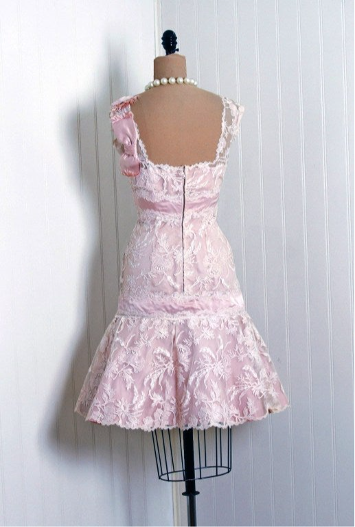 Vintage Light Pink Square Neck Lace Waist Mini 17th Birthday Homecoming Dress cc4668