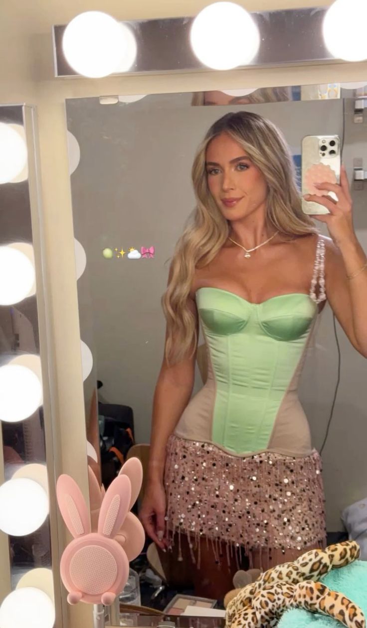 Gorgeous Light Green And Nude Stitching Herringbone Sequined Tassel Satin Birthday Party Homecoming Dress cc4688