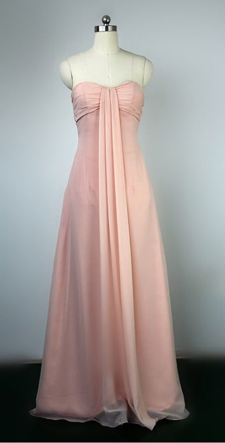 Sweet Pale Pink A-line Strapless Chiffon Long Prom Dress Evening Dress Bridesmaid Dress cc4769