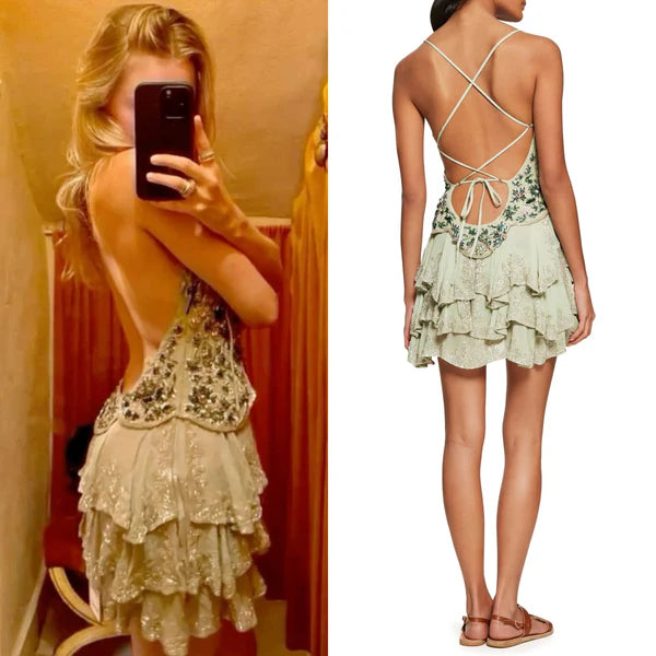 Vintage A line Spaghetti Straps Light Mint Green Chiffon Formal  Homecoming Dress cc4007