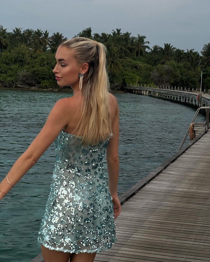 Sparkling Mint Green Tube Top Sequined Tight Hip Birthday Party Homecoming Dress cc4080