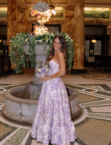 Dreamy Purple White Jacquard Strapless A-Line Rose Embroidery Satin Long Prom Dress Evening Dress cc5620