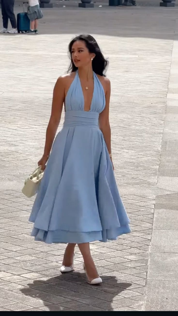 Elegant Light Blue A-line Satin Long Prom Dress Evening Dress cc4788