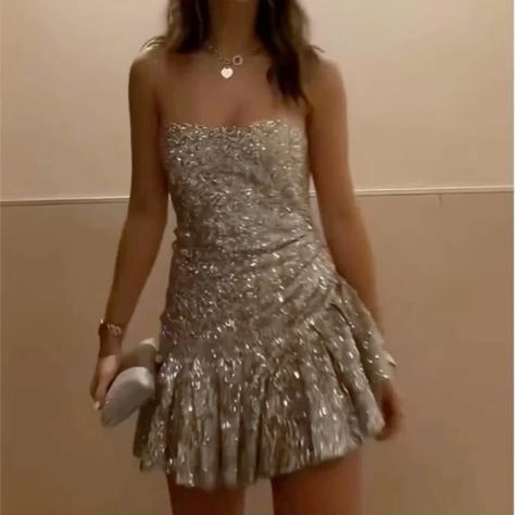 Shining Silver Strapless Sequined Asymmetrical Skirt Short Birthday Homecoming Dress cc4091