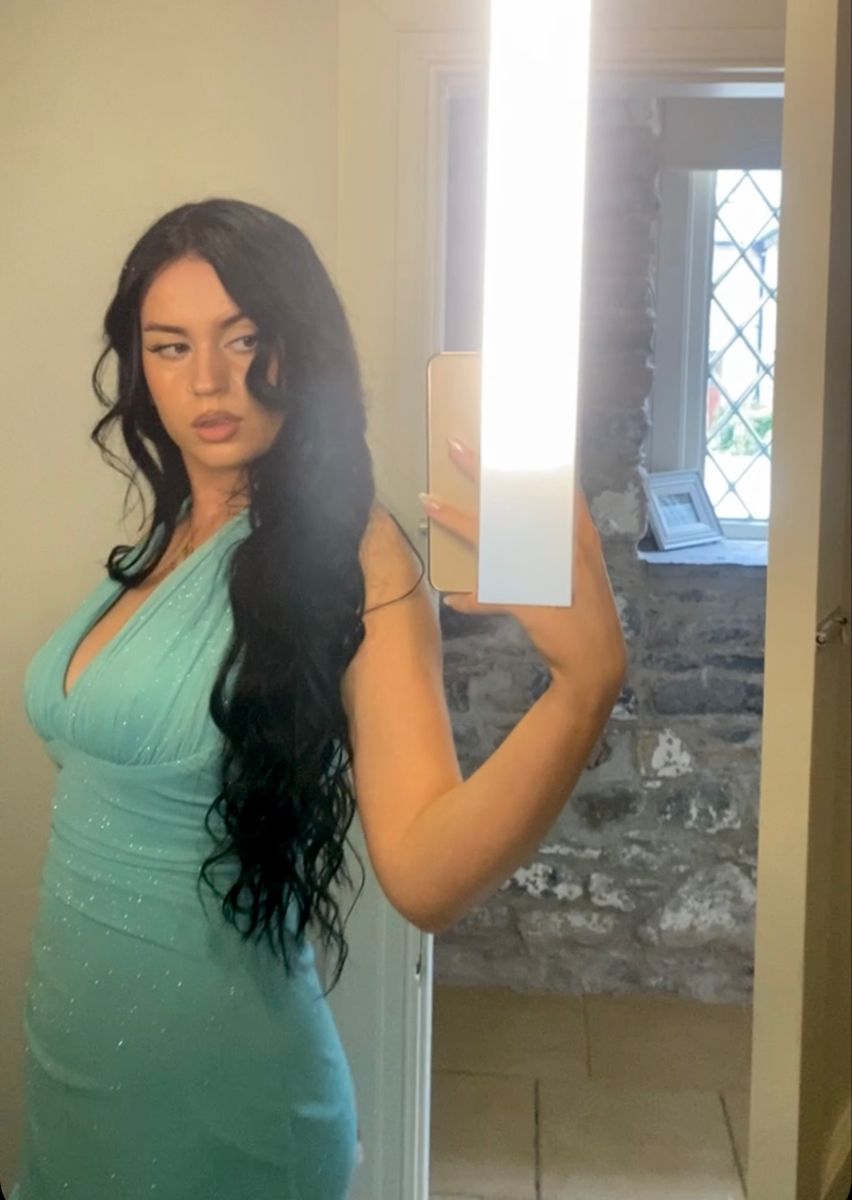 Sexy Mint Green Mermaid Halter Neck Deep V Neck Shimmering Chiffon Long Prom Dress Evening Dress cc4799