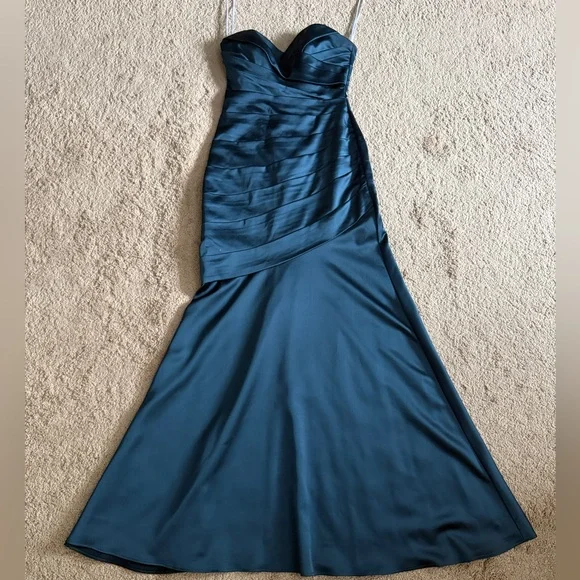 Navy Blue Strapless Satin Ruched Mermaid Evening Dress,Formal Prom Dress cc2566